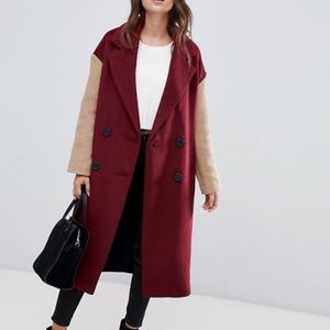 NWT ASOS Tricolor Wool-mix Coat